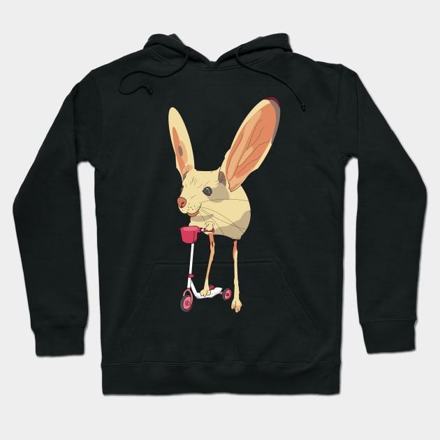 Jerboa rodent mouse riding a pink scooter Hoodie by Fruit Tee